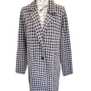Max Studio Houndstooth Pattern Duster 🩶🖤🤍